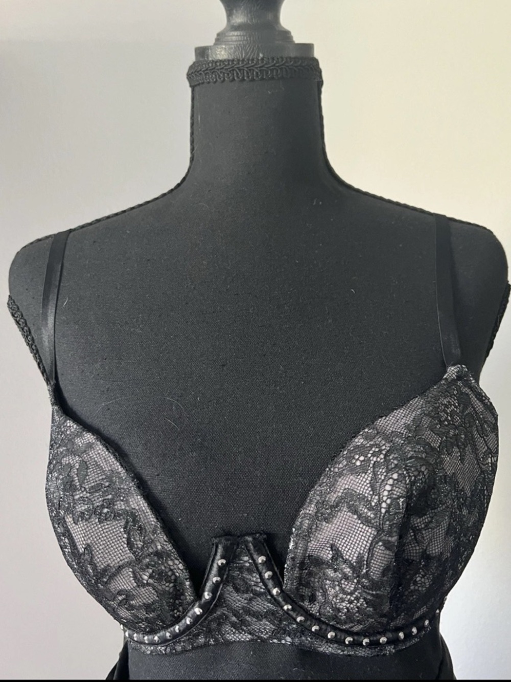 Victoria's Secret Black Lace Bra with Stud Accents